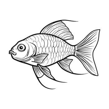 Fish Sketch Art on Transparent Background png