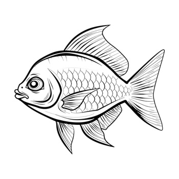 Fish Sketch Art on Transparent Background png
