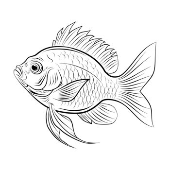 Fish Sketch Art on Transparent Background png