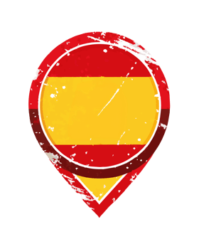 graphics red large push pin with the with the Spanish flag png
