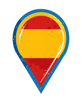 graphics red large push pin with the with the Spanish flag png