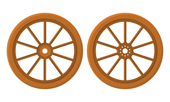 Wooden Wagon Wheel Element. Old Wooden Wheel Design. Cart Wheel . vector