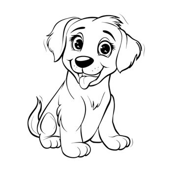 Cute Dog Sketch Art on Transparent Background png