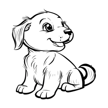 Cute Dog Sketch Art on Transparent Background png