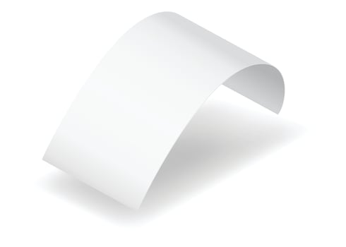 Payment check and receipts with shadow. Curved financial paper, purchase invoice. Buying, bill or calculate pay. Receipt the seller forms vector