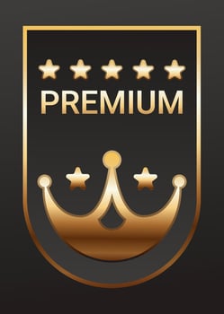Golden luxury label and banner, gold premium quality certificate ribbon, badge. Luxury VIP and premium quality sticker tag and banner vector