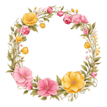 Decorative floral flower round frame design png