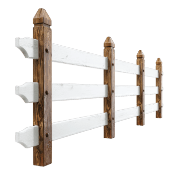 Wooden fence white and brown isolated on transparent background cut out png