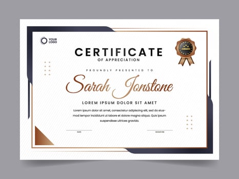 Modern elegant gold certificate template with badge design vector