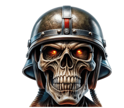 Flaming skull wearing warrior helmet logo mascot png