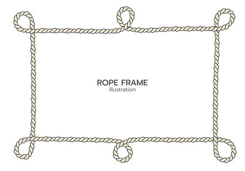 Rope border and frame. lasso twisted and crisscrossed until a rectangle. vector