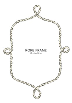 Rope border and frame. lasso twisted and crisscrossed until a rectangle. vector