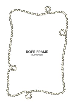 Rope border and frame. lasso twisted and crisscrossed until a rectangle. vector