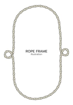 Rope border and frame. lasso twisted and crisscrossed until a rectangle. vector