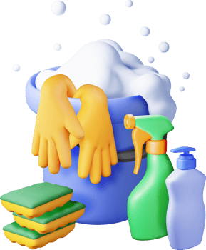 3D set of home cleaning tools png