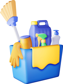 3D set of home cleaning tools png