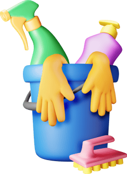 3D set of home cleaning tools png