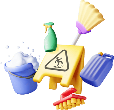 3D set of home cleaning tools png