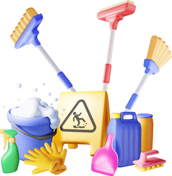 3D set of home cleaning tools png
