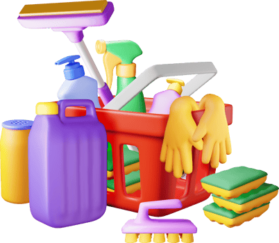 3D set of home cleaning tools png