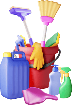 3D set of home cleaning tools png