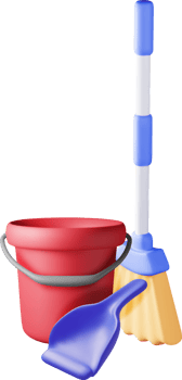 3d cleaning time or service concept png