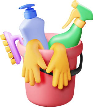 3D set of home cleaning tools png