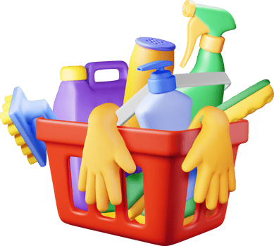 3D set of home cleaning tools png