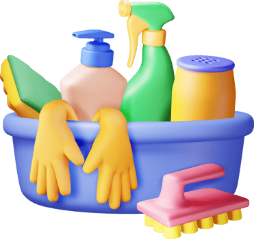 3D set of home cleaning tools png