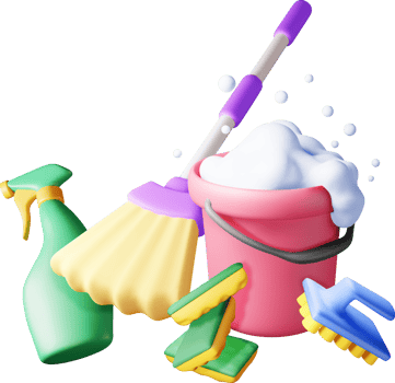 3D set of home cleaning tools and service png