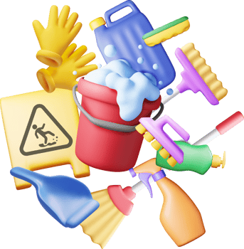 3D set of home cleaning tools png