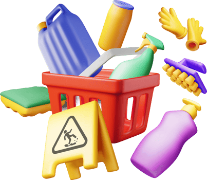 3D set of home cleaning tools png