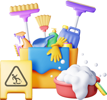 3D set of home cleaning tools png