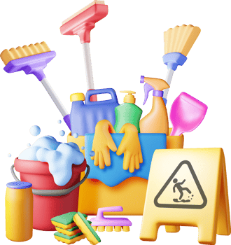 3D set of home cleaning tools png