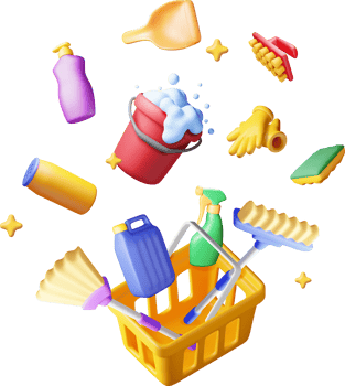 3D set of home cleaning tools png