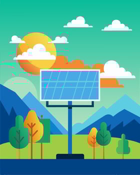 A billboard campaign featuring different solar panel installations across various scenic locations highlighting the beauty and usefulness of solarpowered billboards.. illustration. vector