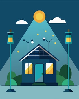 In the psychiatric ward solarpowered light therapy lamps help treat patients with depression and seasonal affective disorder.. illustration. vector