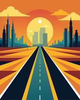 Shimmering highways as far as the eye can see capturing the suns energy and powering entire communities.. illustration. vector