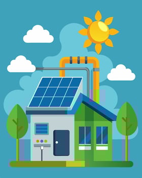 The advanced solarpowered HVAC system at the recovery center keeps the indoor temperature comfortable regardless of external conditions.. illustration. vector