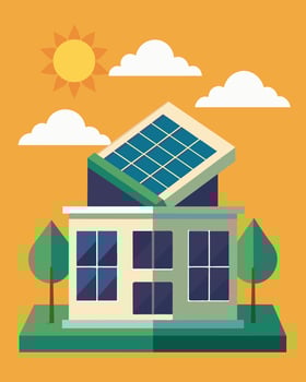 The librarys rooftop covered in solar panels harnessing the power of the sun to provide sustainable energy for the entire building.. illustration. vector