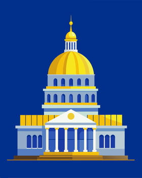 The majestic dome of a historical government building softly aglow with energyefficient solar lights.. illustration. vector