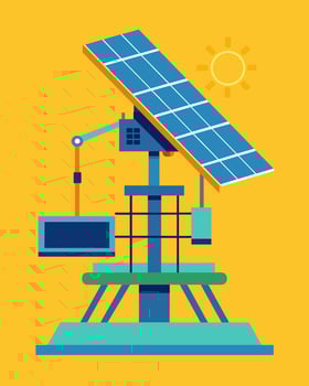 The solar panels on the rig are strategically p to avoid any interference with the rigs other equipment showcasing the engineering precision required for this innovative setup.. vector