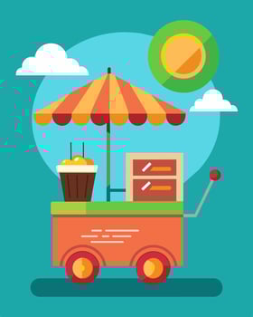 The solarpowered ice cream cart is a symbol of the communitys commitment to sustainability providing a delicious treat while also protecting the environment.. illustration. vector