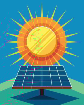 The suns rays dance on the solar trees solar panels creating a mesmerizing display of light and energy.. illustration. vector