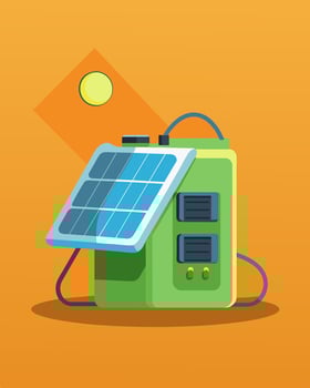 With its efficient solar panels and compact size this emergency charger is the perfect companion for any outdoor adventure or unforeseen power outage.. illustration. vector