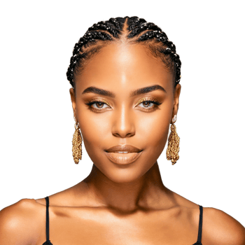 Olivia a beautiful African woman with braided hair and vibrant jewelry radiating confidence png