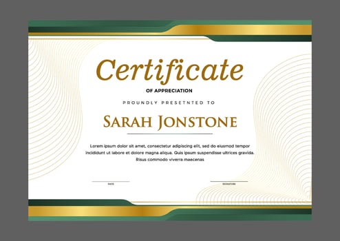 Modern elegant gold certificate template with badge vector