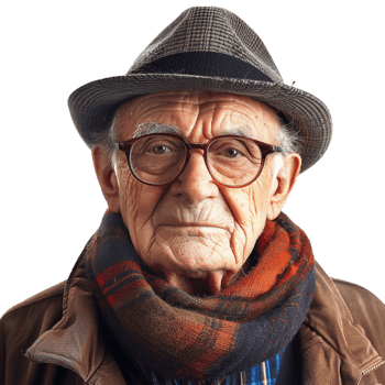 Old Man Wearing Hat on Transparent Background png