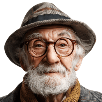 Old Man Wearing Hat on Transparent Background png