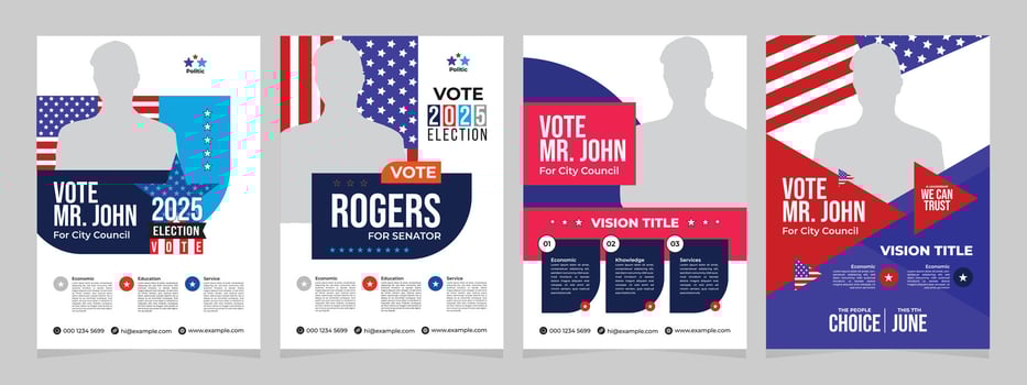 Modern political election flyer design template, creative layout vote campaign presidential election brochure cover leaflet. vector